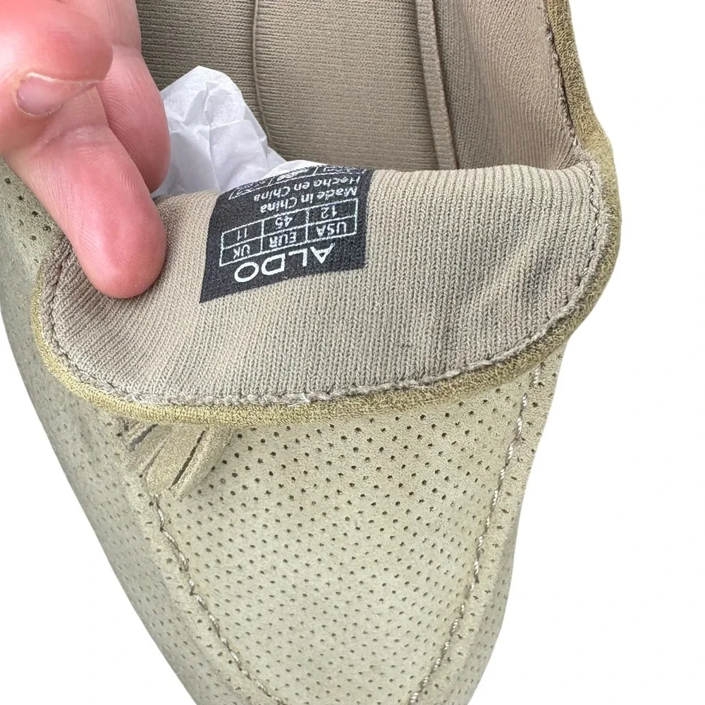 ALDO Mens Tassel Loafers Slip On Dress Shoes Casual Beige Perforated Size 12‎